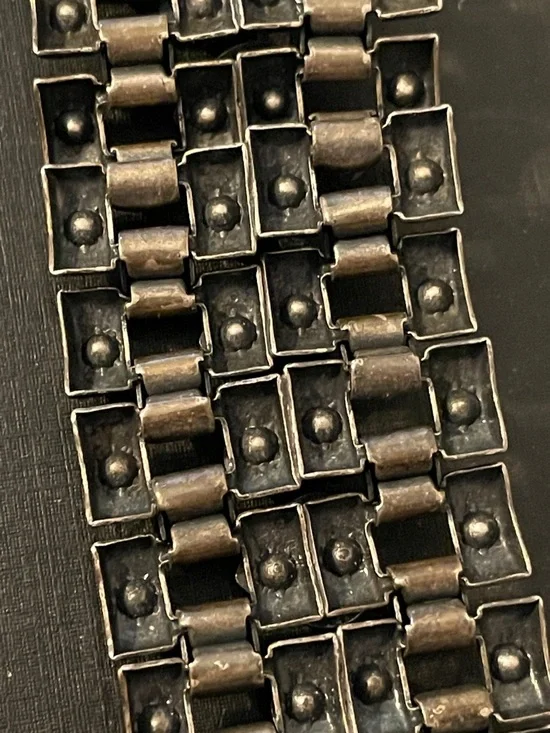 Vintage Rhinestone Heart, Starburst & 3-D Rose Silver Tone Panel Bracelet - Picture 10 of 12